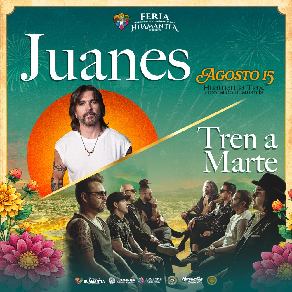 Juanes llega a Huamantla este 15 de agosto con un espectáculo de primer nivel